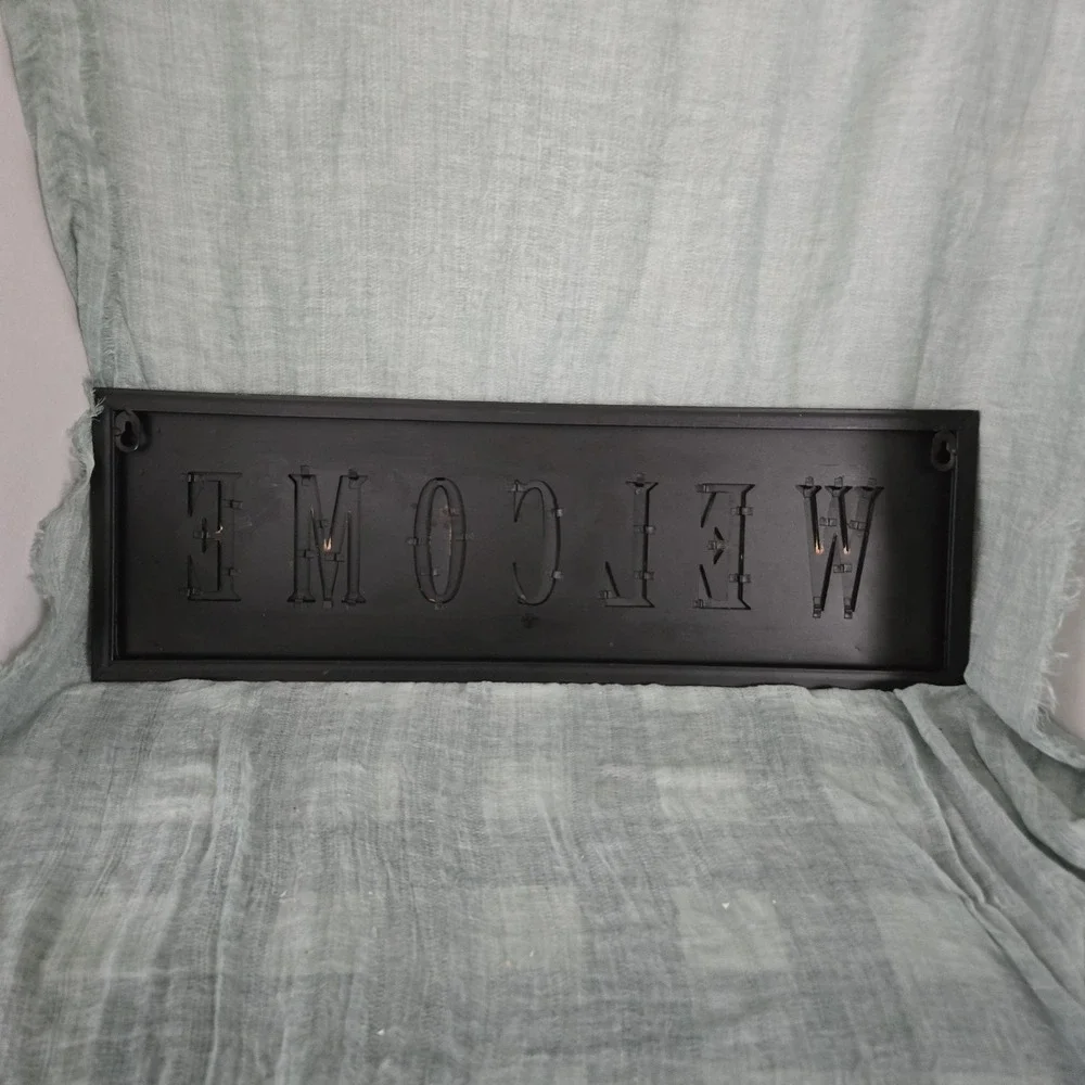Rustic‎ Metal WELCOME Sign wth Raised Copper Color Letters Wall Mount Hanging